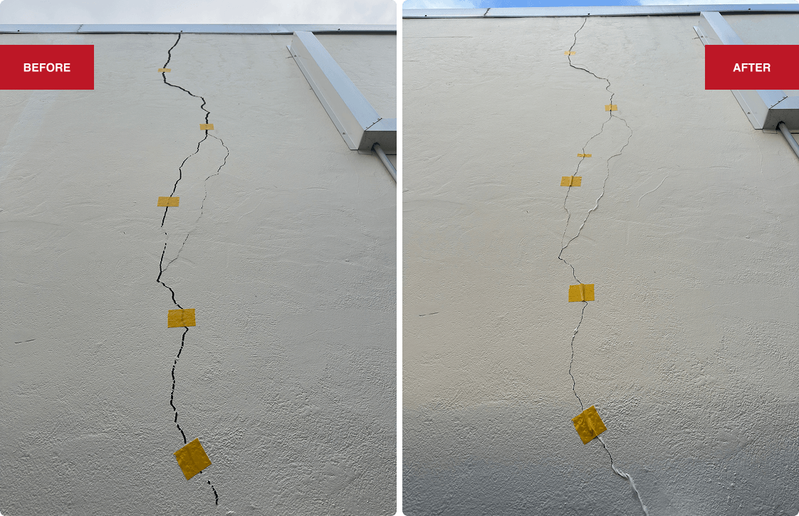 Before image of a cracked wall